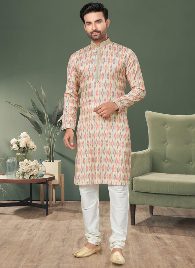 Heavy Cotton Multi Colour Traditional Wear Printed Readymade Kurta Pajama